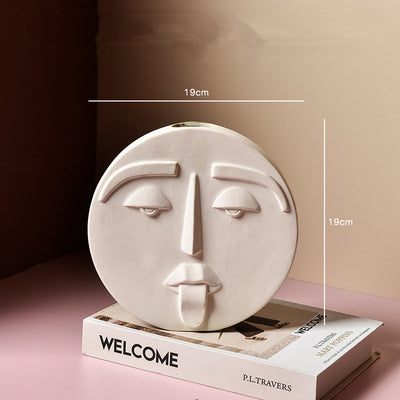 Modern Ceramic Face Portrait Plant Flower Vase Home dealsniper-net Round face large