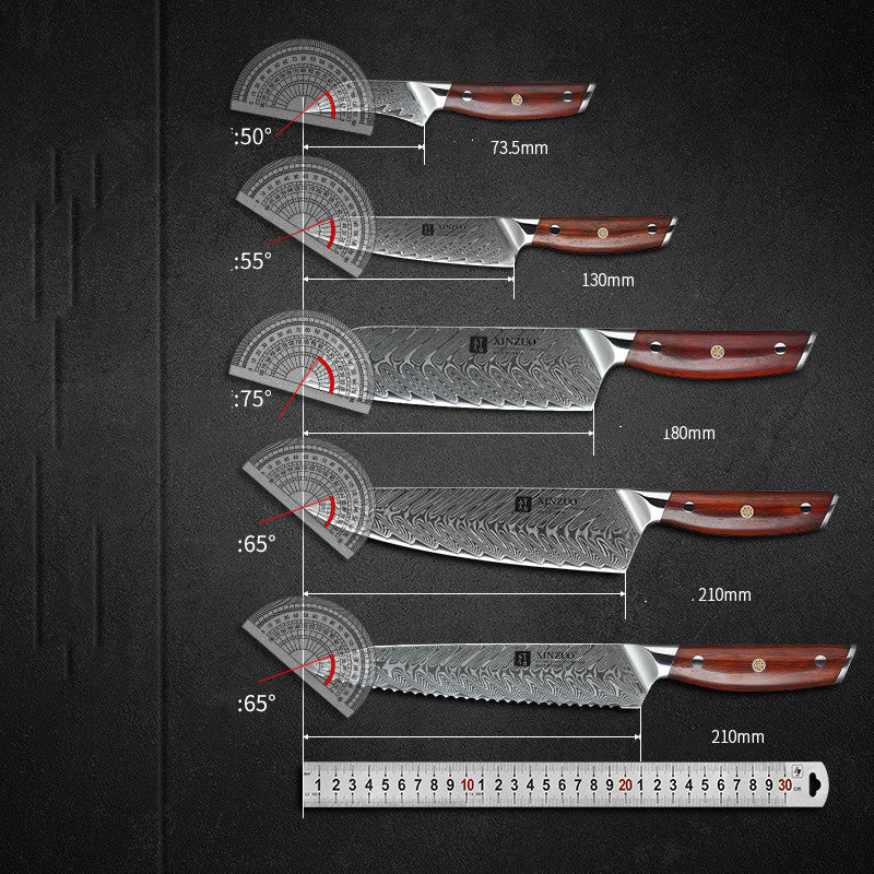 Seven-piece Damascus Kitchen Knife Set Kitchen dealsniper-net