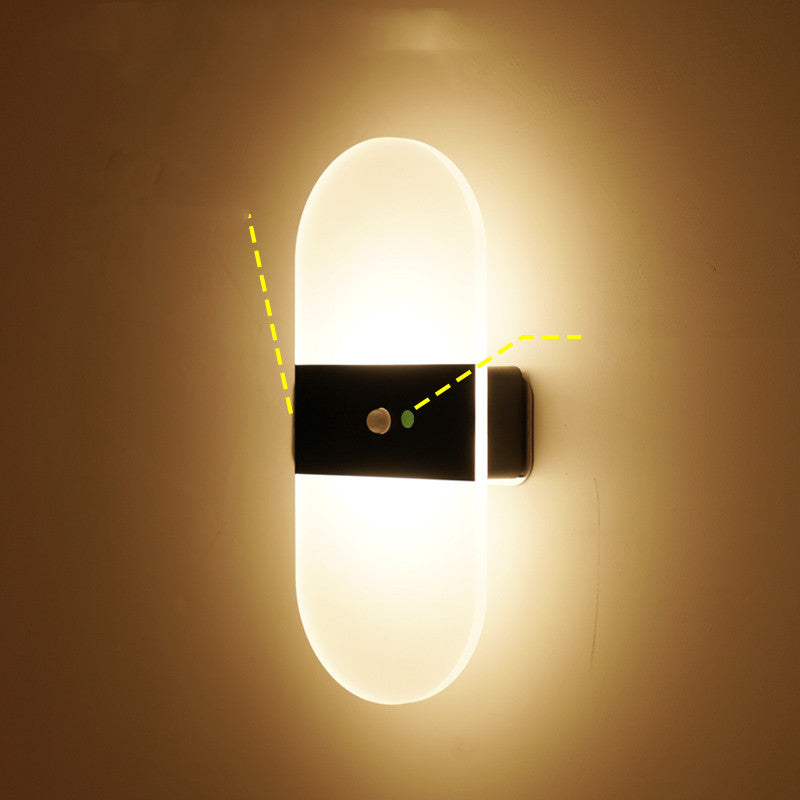 Magnetic Rechargeable Wall Lamp Simple Lamp Home Decor DealSniper.net Black A Warm light
