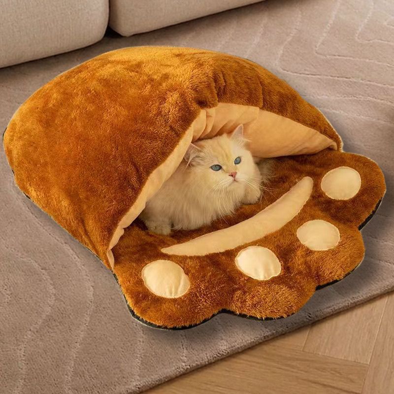 Winter Warm Cute Bear Paw Cat Bed Thickened House Pets Gym From House