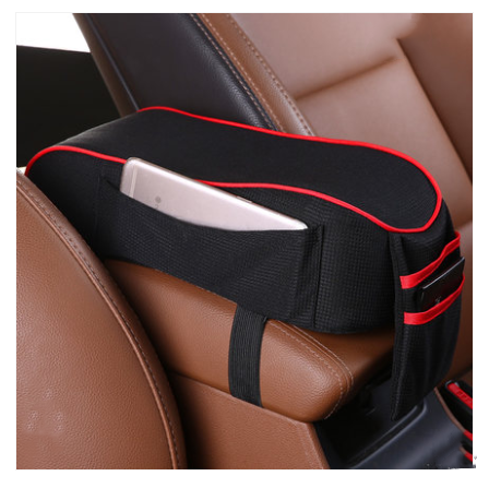 Car armrest box pad central hand box increase pad universal memory Vehicle dealsniper-net Black red