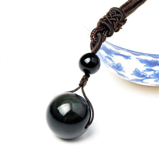 Obsidian Celestial Eye Necklace Jewelry dealsniper-net Coffee rope 14mm