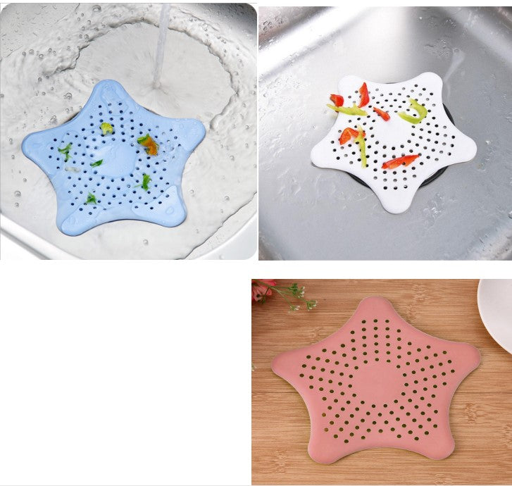 Five-pointed Star Kitchen Sink Anti-clogging Silicone Floor Drain Kitchen DealSniper.net Blue White pink 1 pcs