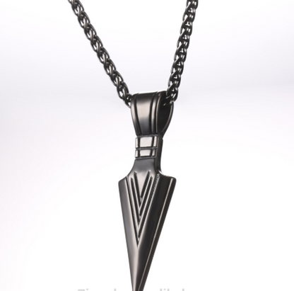 European America jewelry men stainless steel spear necklace with chain Jewelry dealsniper-net Black