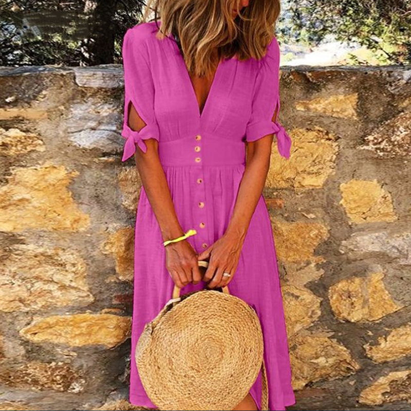 V-neck tie dress Women DealSniper.net Violet 3XL