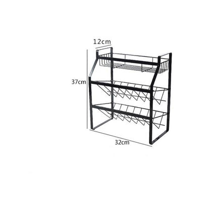 Tieyi three layer seasoning rack, kitchen supplies shelf Kitchen dealsniper-net Black bold