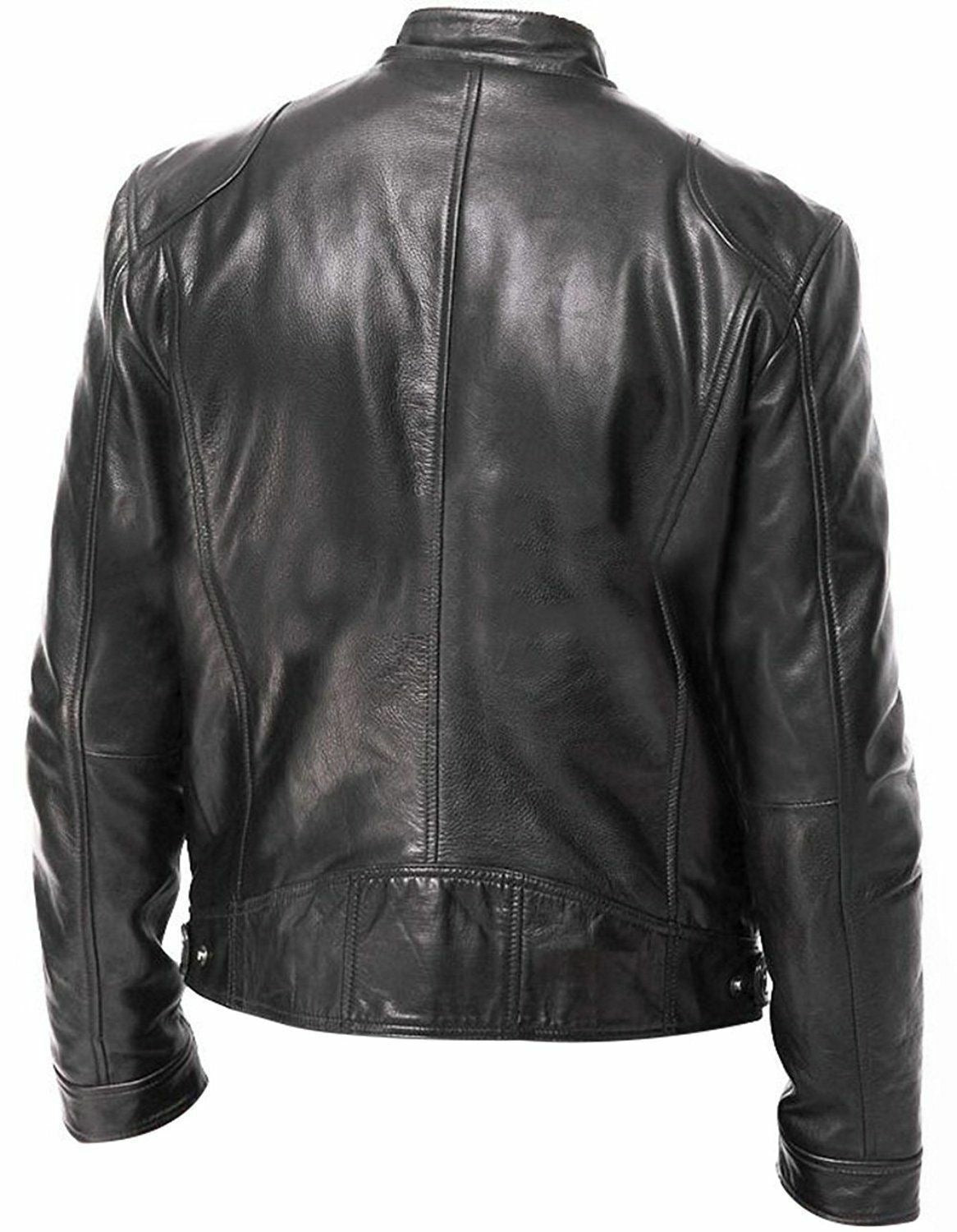 PU Leather Jacket Slim Leather Jacket Men dealsniper-net