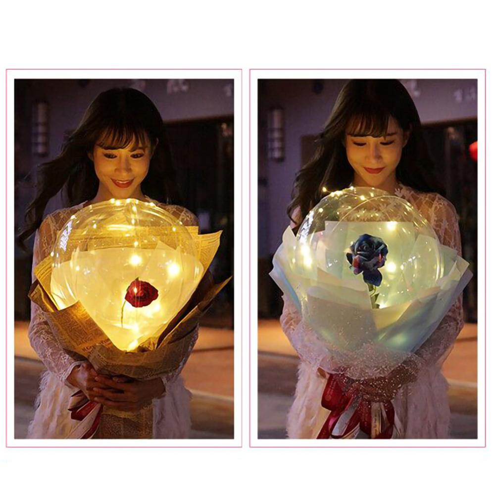 LED Luminous Balloon Rose Bouquet Transparent Bobo Ball Rose Deals dealsniper-net