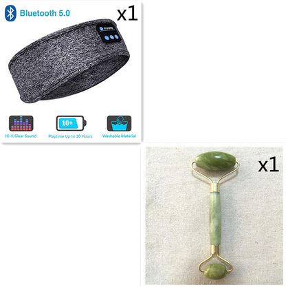 Wireless Bluetooth Sleeping Headphones Headband Thin Soft Elastic Comfortable Music Ear Phones Eye Mask For Side Sleeper Sports Sports DealSniper.net Grey set1