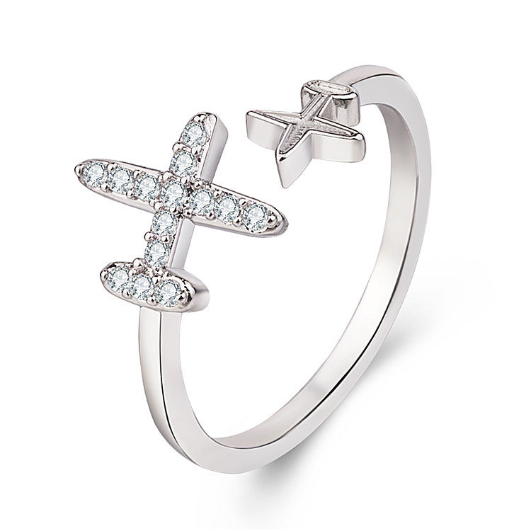 Charm Adjustable Plane Ring Women Jewelry dealsniper-net Silver Resizable