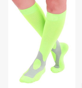 Compressed sports socks running basketball football socks Men dealsniper-net Fluorescent green L XL