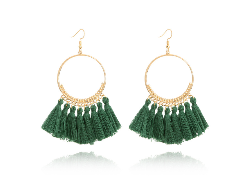 Big Round Drop Dangle Earrings Jewelry dealsniper-net Green