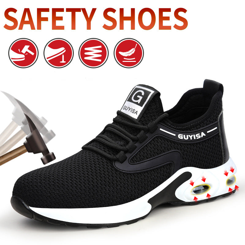 Black Sneakers Men Work Safety Shoes Lightweight Breathable For Gym Travel Work Casual Tennis Running Shoes Men dealsniper-net