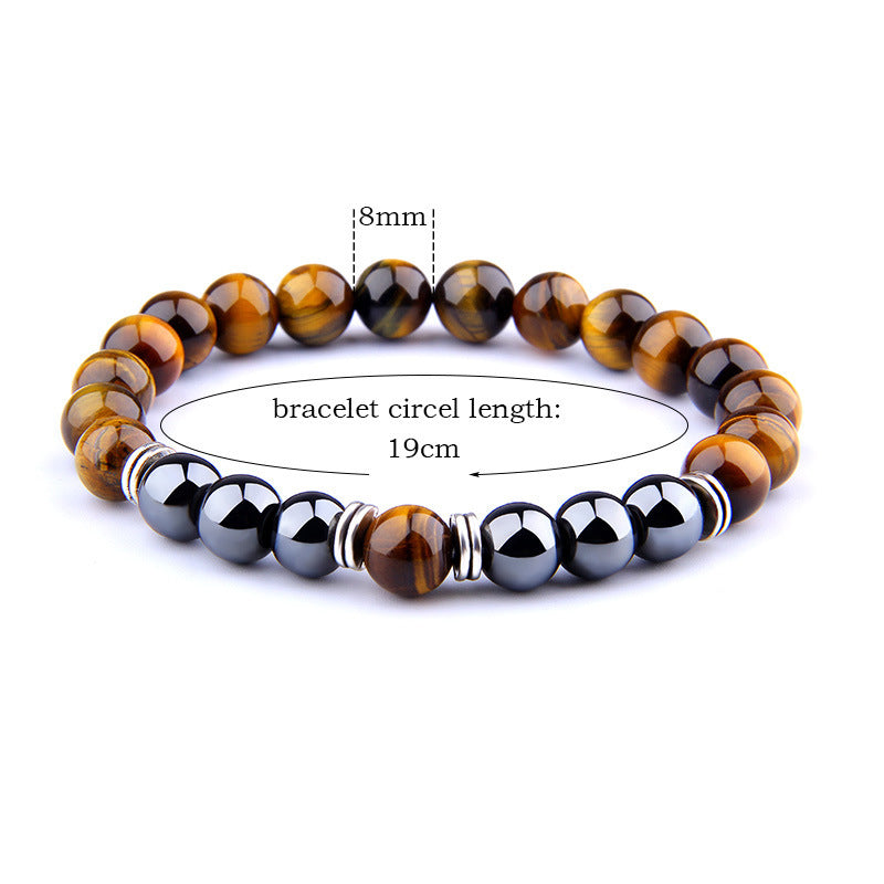 Explosion Style Yellow Tiger Eye Bracelet Fashion Simple Obsidian Alloy Separator Elastic Bracelet Jewelry dealsniper-net