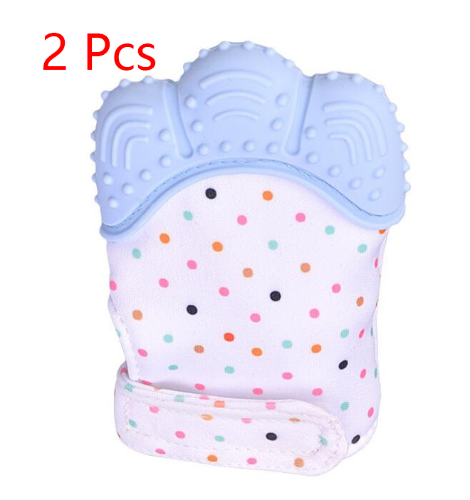 Baby teether baby anti-bite silicone molar gloves children's sound toys Kids DealSniper.net Blue 1pair