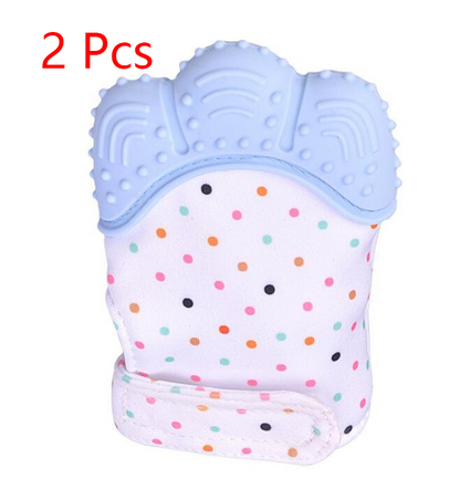 Baby teether baby anti-bite silicone molar gloves children's sound toys Kids DealSniper.net Blue 1pair