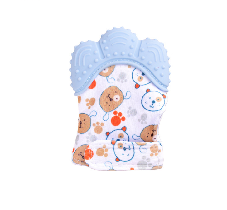 Baby teether baby anti-bite silicone molar gloves children's sound toys Kids DealSniper.net Blue 2 style Q1pcs