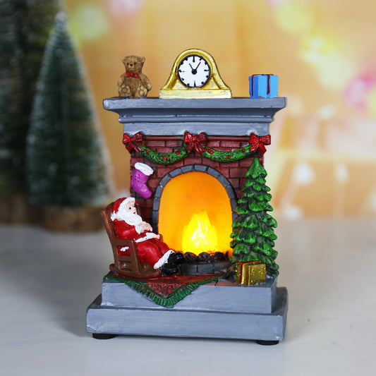 Christmas Resin Decorations Luminous Fireplace Ornaments Holidays Gym From House Fireplace