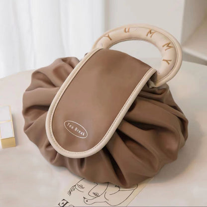 Portable Drawstring Cosmetic Bag Handbags Toiletry Bags Women Gym From House Milk Coffee Color
