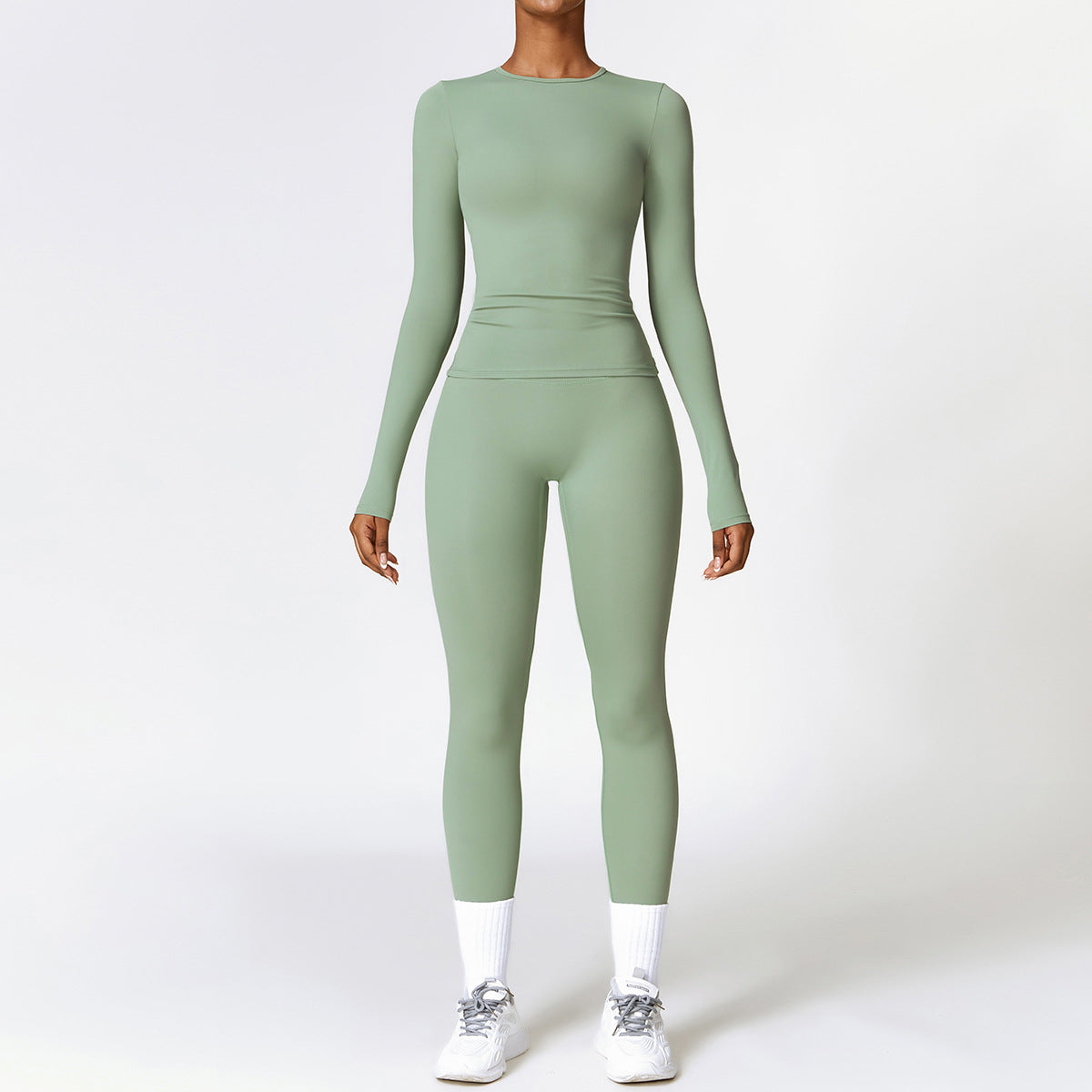 Tight-fitting Brushed Yoga Suit Quick-drying Fitness Clothes Women Gym From House Green L