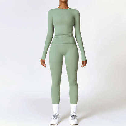 Tight-fitting Brushed Yoga Suit Quick-drying Fitness Clothes Women Gym From House Green L