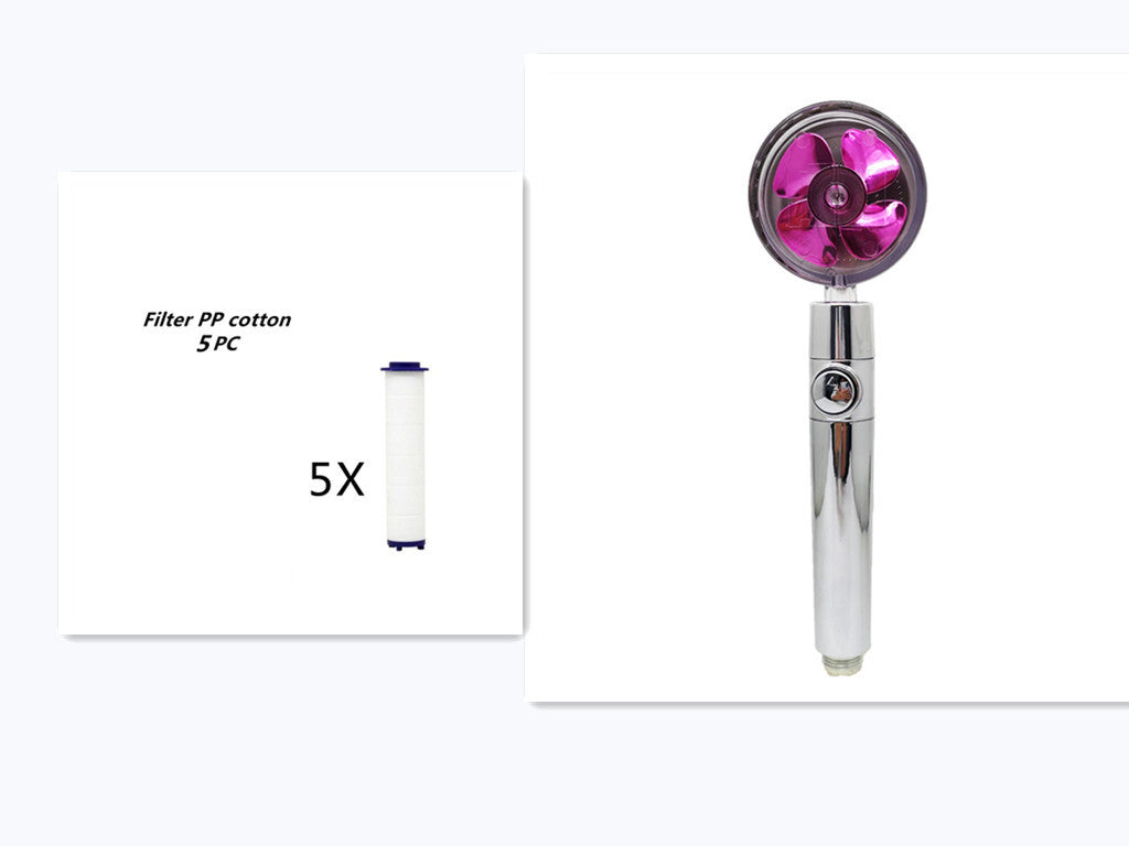 Propeller Driven Shower Head With Stop Button And Cotton Filter House DealSniper.net Purple combination