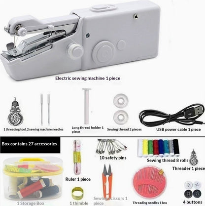 Handheld Mini Sewing Machine Set Hobby Gym From House White with USB sewing box set