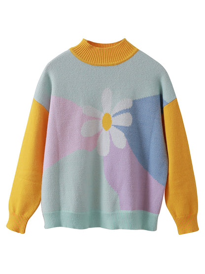 Girls sense flowers color soft thick loose loose sweater winter new style Women dealsniper-net Color L