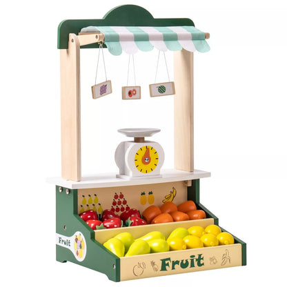 Wooden Farmers Market Stand Fruit Stall Toy For Kids