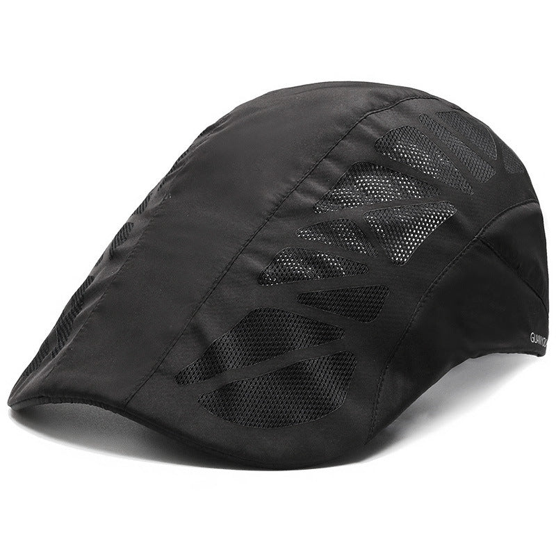 Men Mesh Beret Hat Summer Breathable Quick Dry For Women Newsboy Men dealsniper-net Black Adjustable