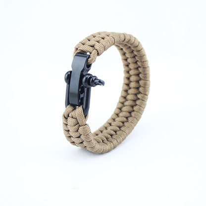 Seven-core umbrella rope braided U-shaped steel buckle bracelet Jewelry dealsniper-net Khaki