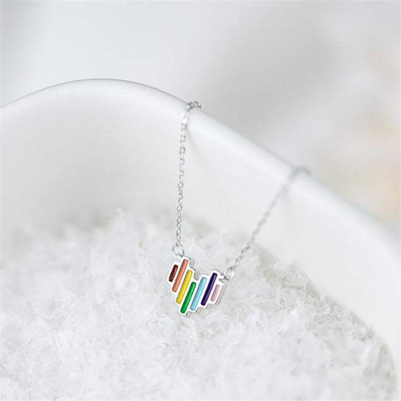 Rainbow Love Necklace Women