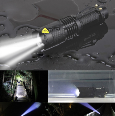 Telescopic zoom LED flashlight Outdoor dealsniper-net Black