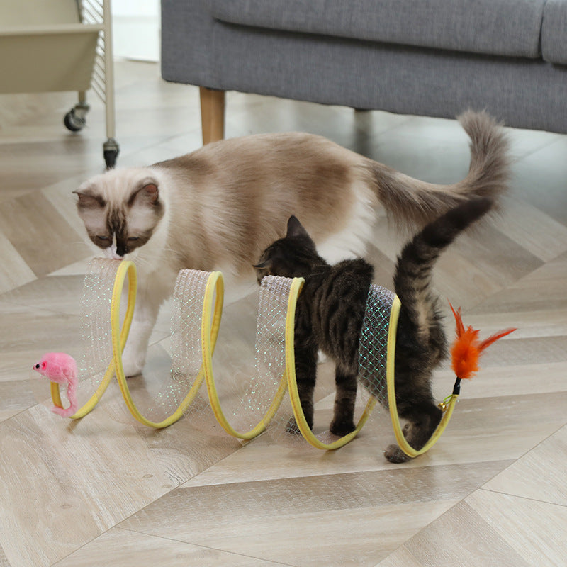 Cat Pets Toys Mouse Shape Balls Foldable Cat Kitten Play Tunnel Pets Gym From House