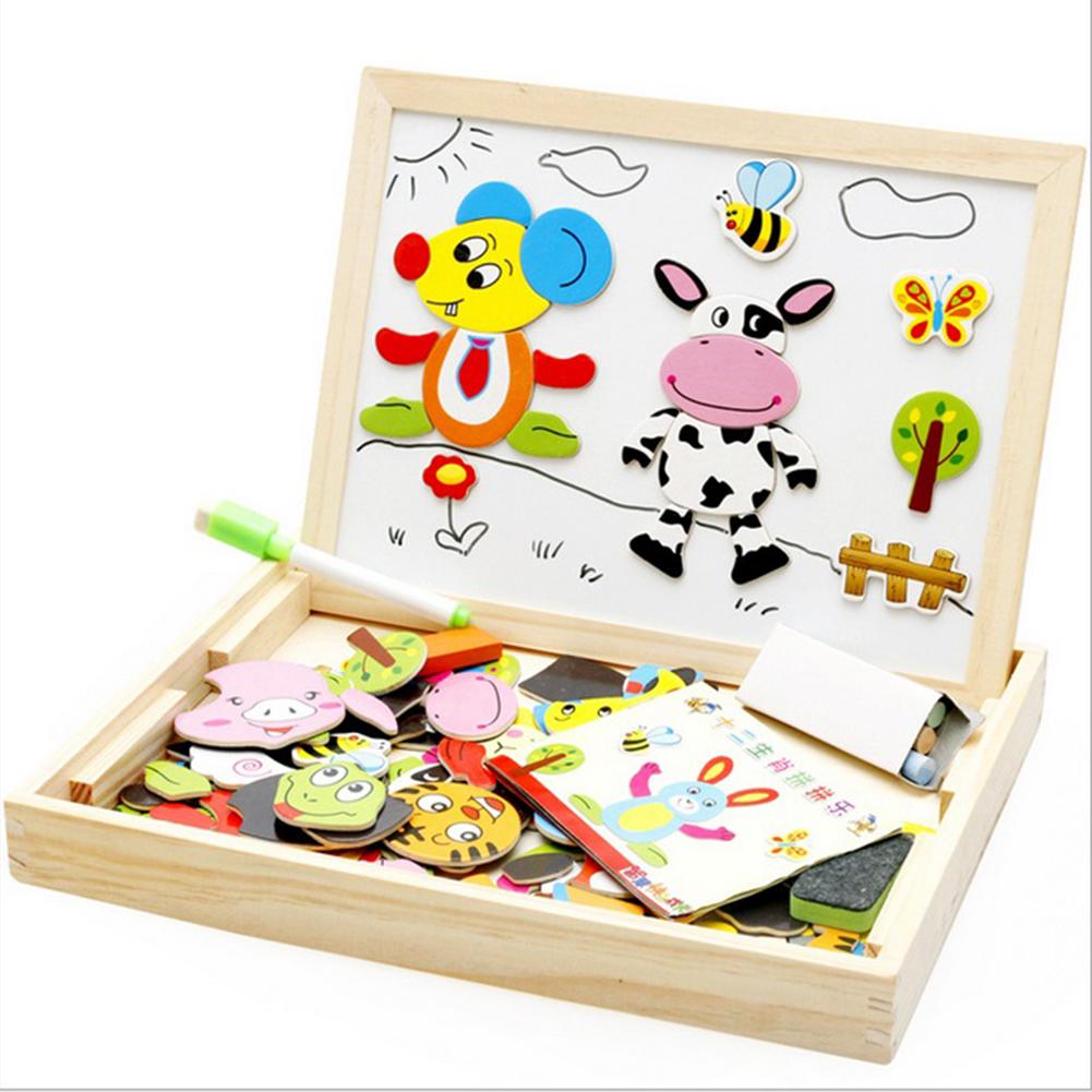 Wooden Magnetic Puzzle Toys Children 3D Puzzle Box Figure