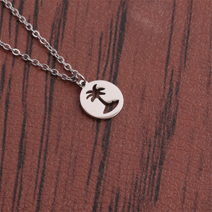 Titanium Steel Hollow Coconut Tree Pendant Jewelry Gym From House