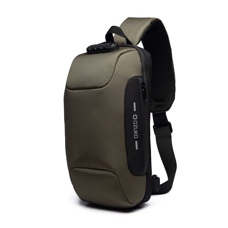 Multifunctional Shoulder Bag Anti-Theft Waterproof Chest Bag USB Men DealSniper.net Military color