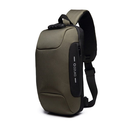 Multifunctional Shoulder Bag Anti-Theft Waterproof Chest Bag USB Men DealSniper.net Military color