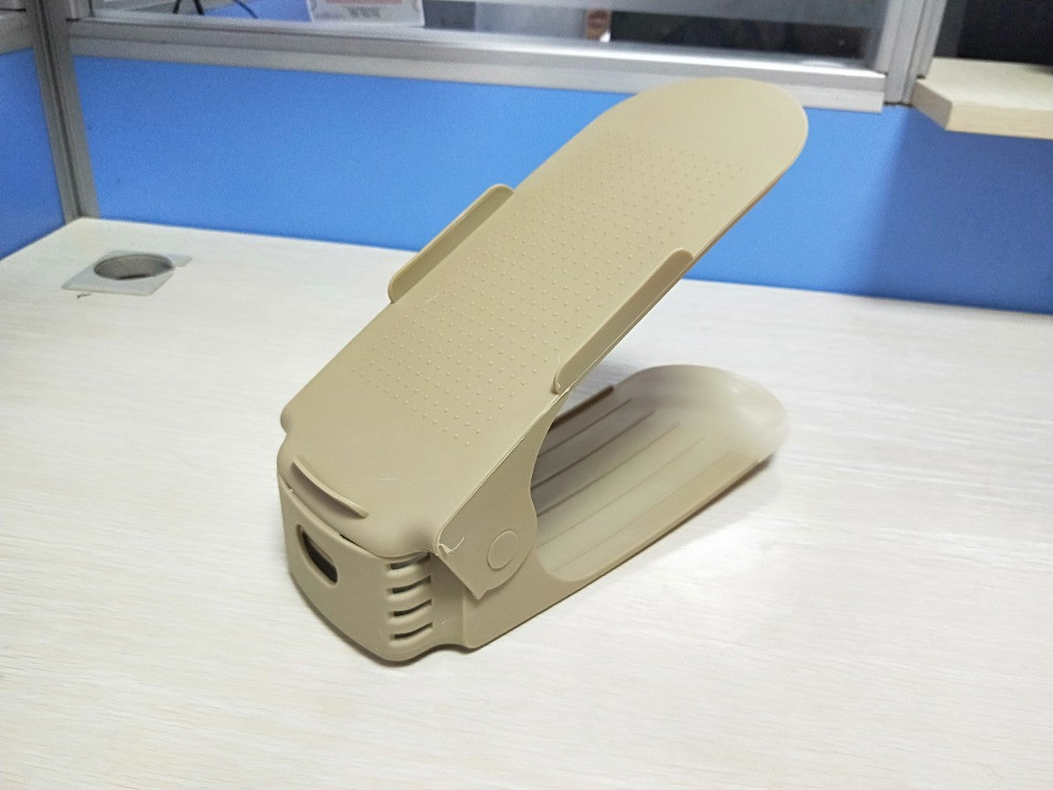 Adjustable Double Stand Shoe Support Lock Closet Cabinet Storage Rack House DealSniper.net Beige 10