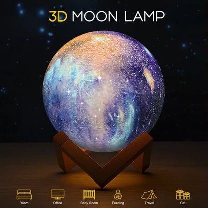 LED USB Star Galaxy Moon Lamp Stand Remote 3D Bedroom Home Decor DealSniper.net 10cm 16color