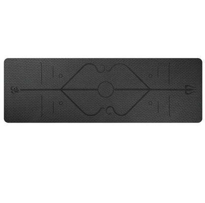 Non Slip TPE Yoga Mat Position Line Beginner Sports DealSniper.net black