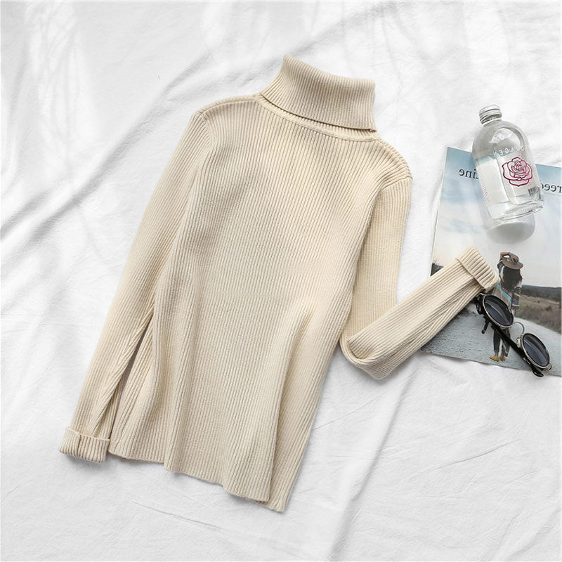 Turtleneck Sweater Women Knit Bottoming Shirt Winter Keep Warm Women dealsniper-net Apricot One size