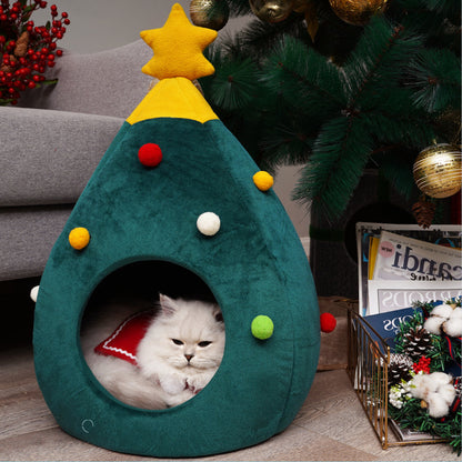 Christmas Tree Pet Bed Winter Warm Pet Nest Pets Gym From House