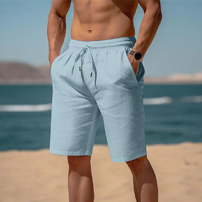 Summer Drawstring Shorts Elastic Waist Straight Pants Beach Men DealSniper.net