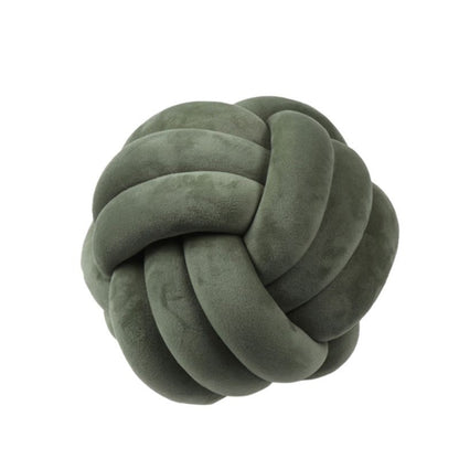 Knotted Plush Ball Design Round Throw Pillow House DealSniper.net Dark green 20cm