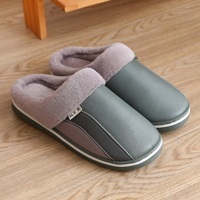 Waterproof Slippers Plush Winter Shoes Home Non-slip Bedroom Slippers Women Women DealSniper.net Grey 40to41