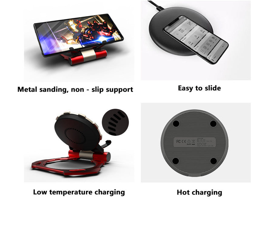 Iron Man Metal QI Wireless Charger Stand Desktop Mobile Phone Charger Electronics DealSniper.net