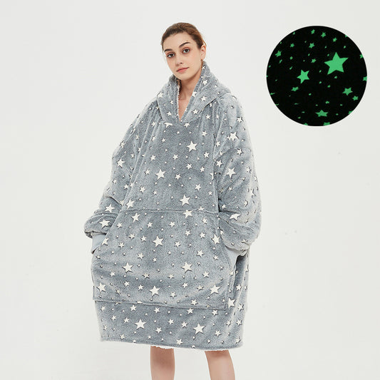 Glow In The Dark Stars Hoodie Blanket Oversized Sweatshirt