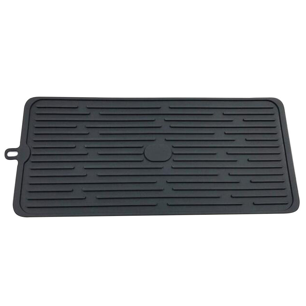 Foldable Silicone Drain Pad Non-slip Drain Drying Flume Draining Mat Kitchen DealSniper.net Black
