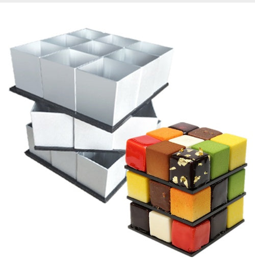 Rotating Nine Palaces Mousse Circle Cube New Rubik's Cube Mold Set Kitchen Gym From House Silver 1 mousse circle